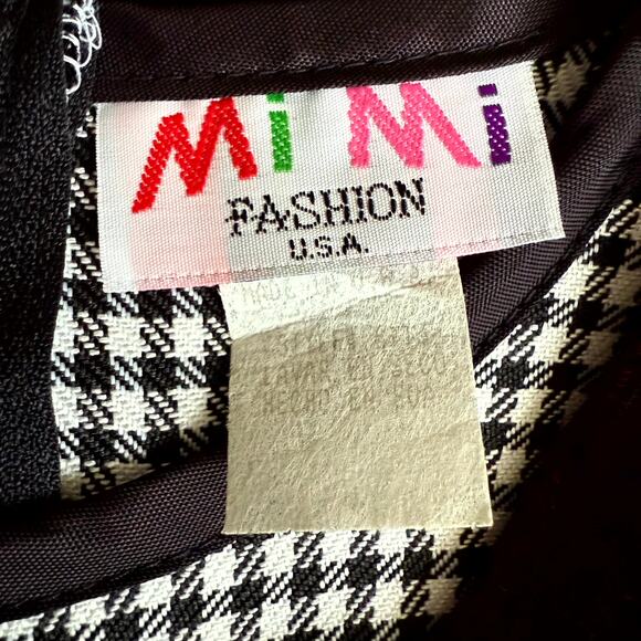 Vintage 90s MiMi Fashion Vest & Dress Set Girls Size 4T Black White Gingham Bow - Picture 6 of 7